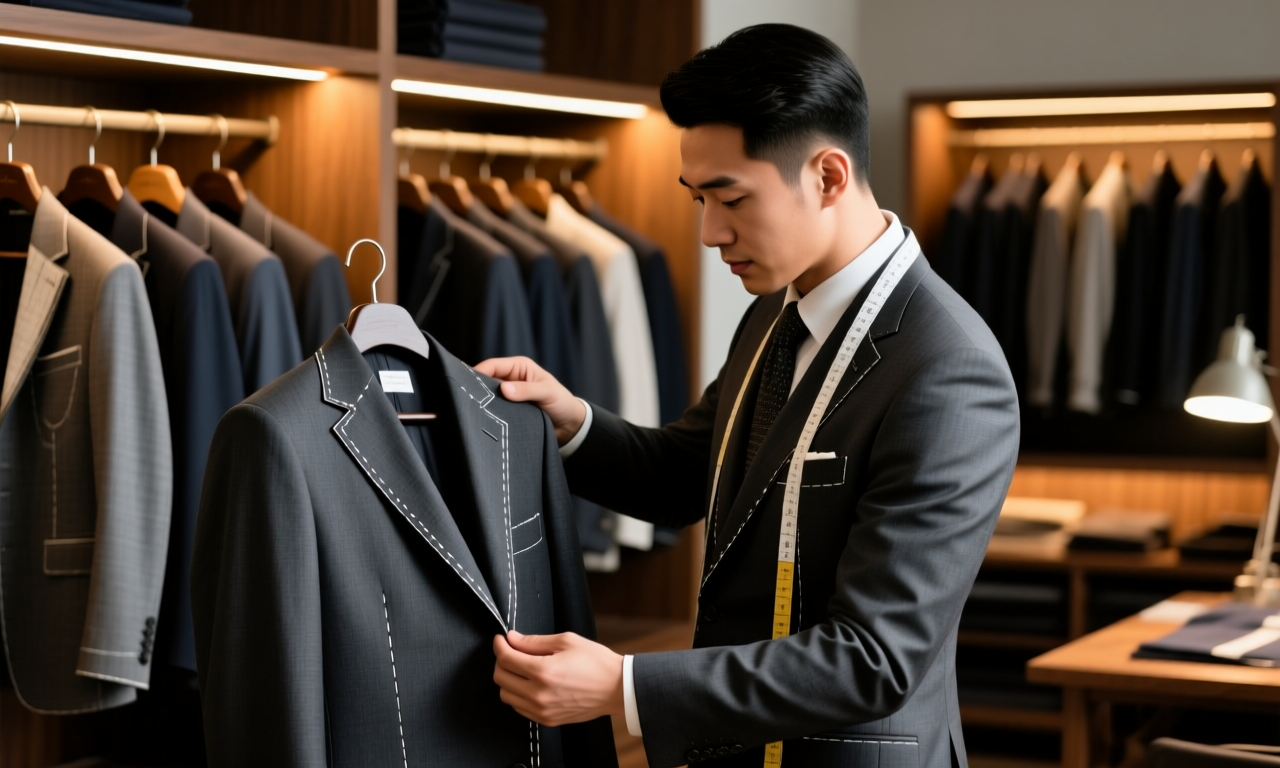 工作室里师傅逐件检查成品职业装 工作室里师傅逐件检查成品职业装