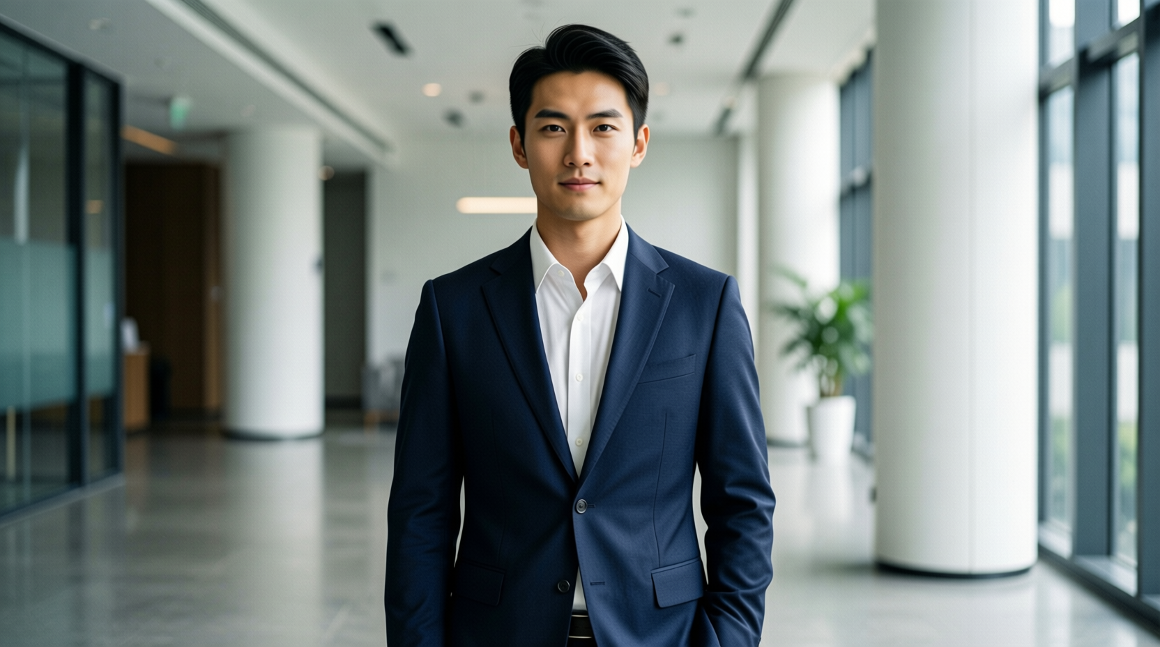 配图1 合身得体的面试西装穿搭